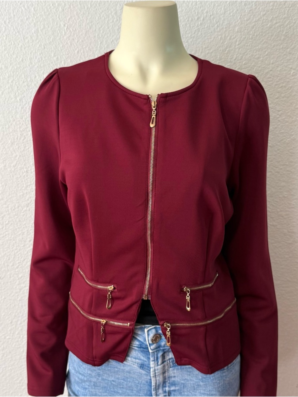 Zeagoo Zippered Front Cropped Blazer Jacket - Size M
